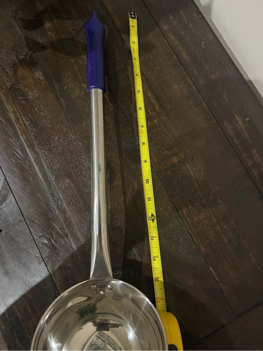 Stainless Steel Measuring Ladle 23 ounces with 15” Blue Handle